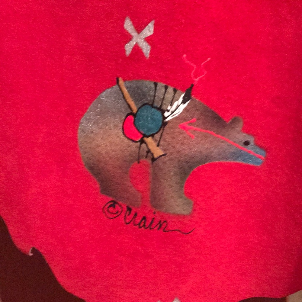 Red Pig Suede Hand Painted Vest - Picture 3 of 4
